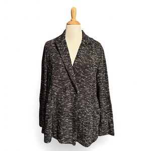 Eileen Fisher Organic Cotton Knit Blazer Jacket Large Textured Double Breasted